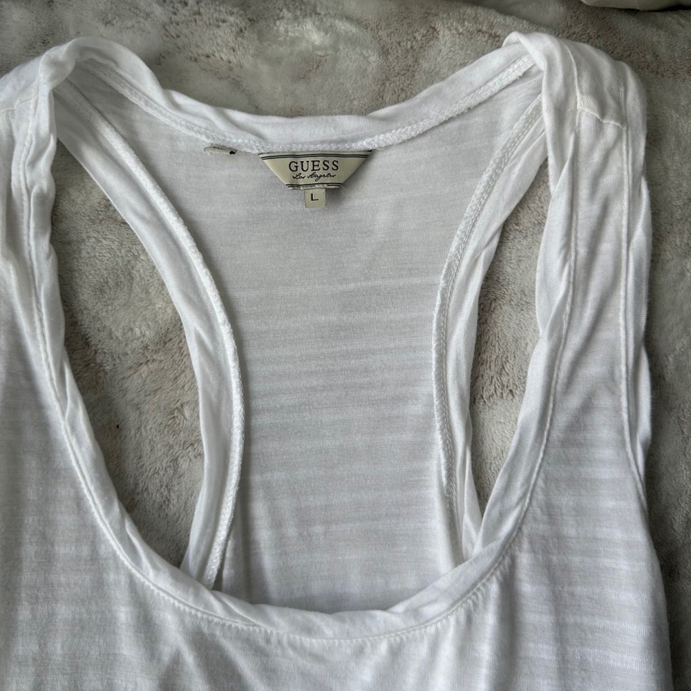 Sheer White Layering Tank GUESS Racerback Lightweight - Picture 2 of 5
